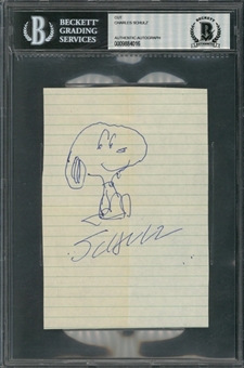 Charles Schulz Signed & Hand Drawn Snoopy Sketch (Beckett)